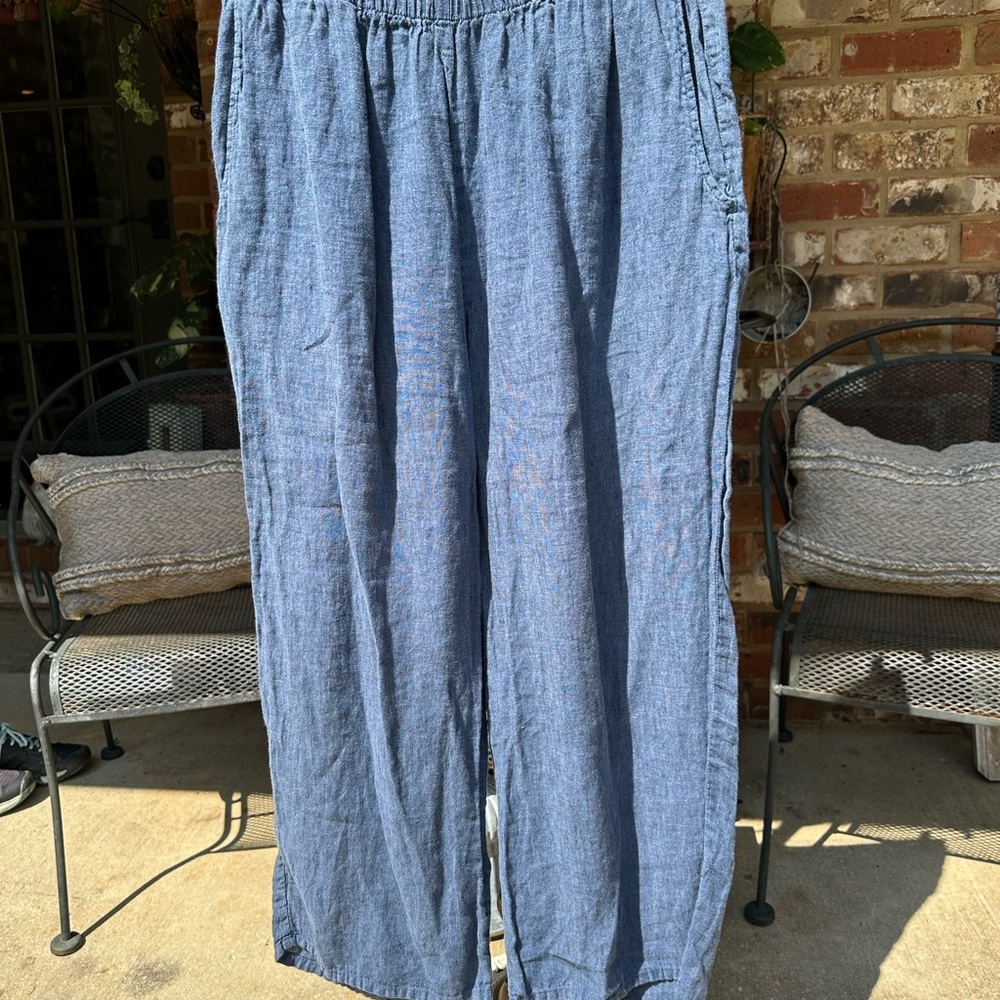 Flax 100% linen relaxed fit elastic waist women’s pants size medium.